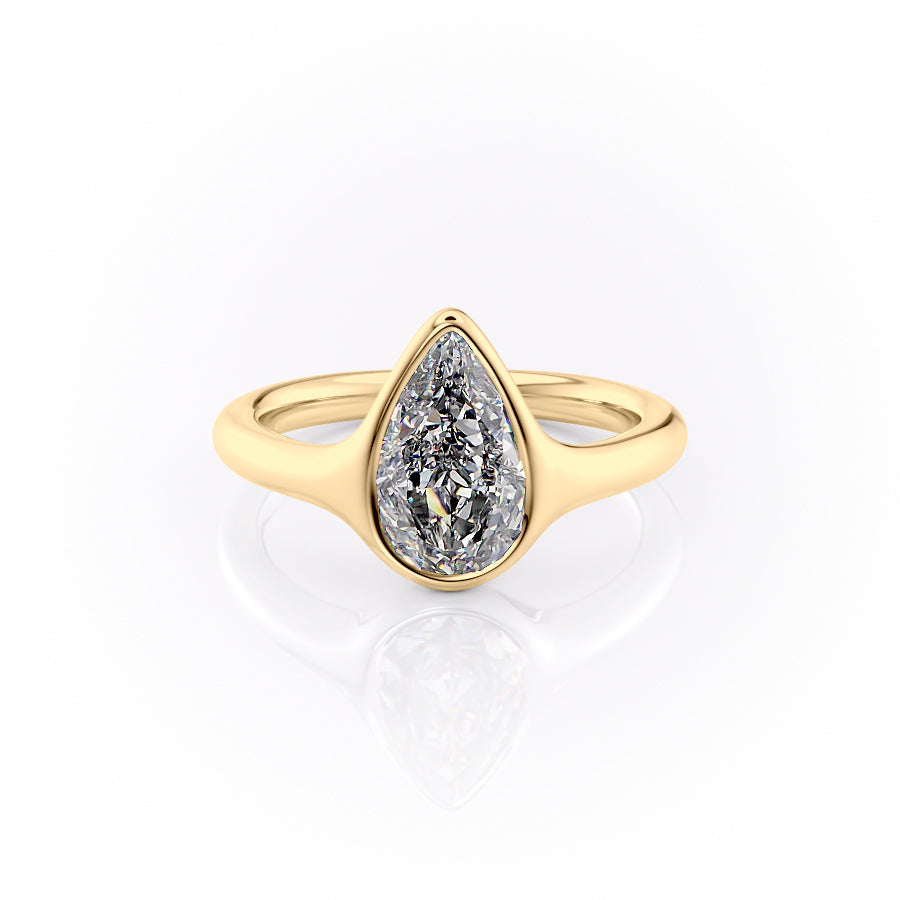 3.0CT Bezel Set Pear Lab Grown D/VVS1 Diamond Engagement Ring