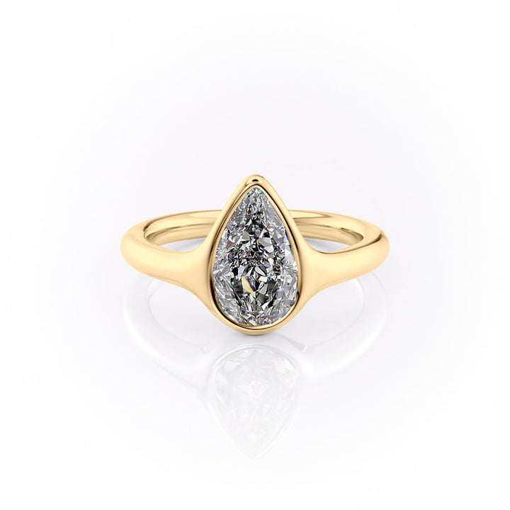3.0CT Bezel Set Pear Lab Grown D/VVS1 Diamond Engagement Ring
