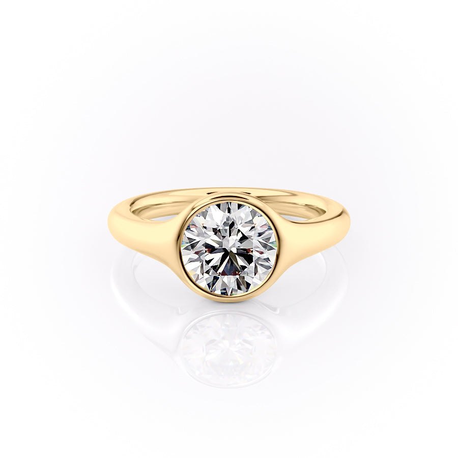 1.50CT Bezel Set Round Lab Grown E/VS1 Diamond Dome Engagement Ring