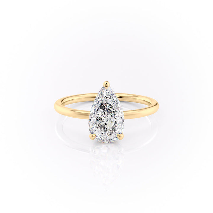 3.0CT Pear Lab Grown E/VVS2 Solitaire Diamond Hidden Halo Engagement Ring