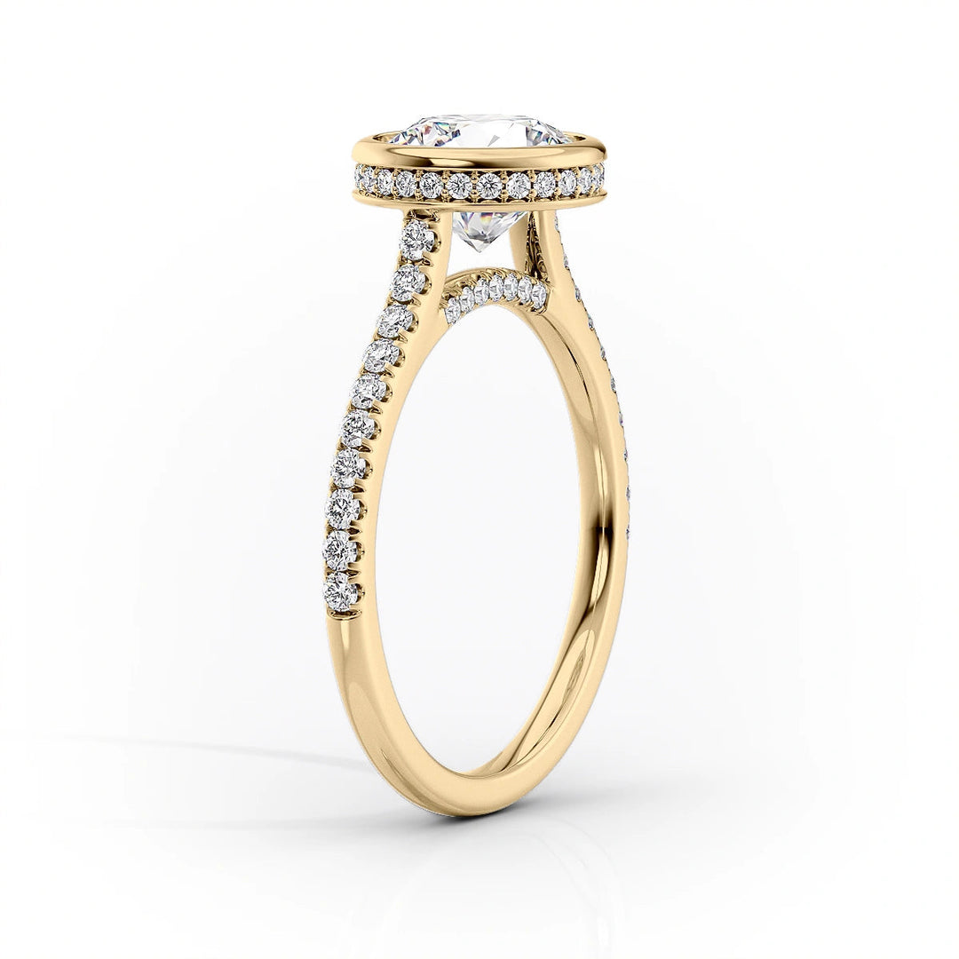2.0CT Bezel Oval Lab Grown F/VS2 Diamond Pave Engagement Ring