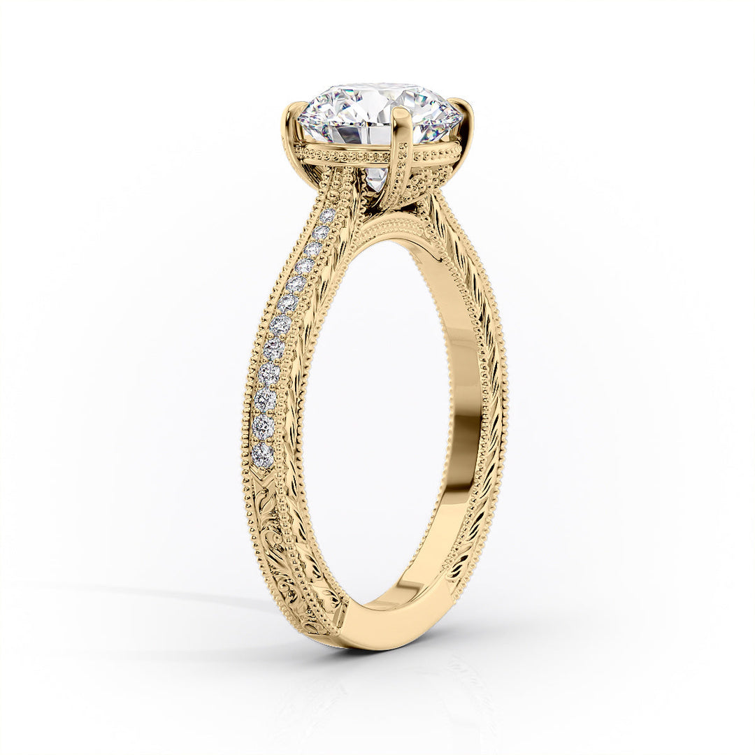 2.50CT Cushion Lab Grown F/VS1 Diamond Milgrain Art Deco Pave Engagement Ring