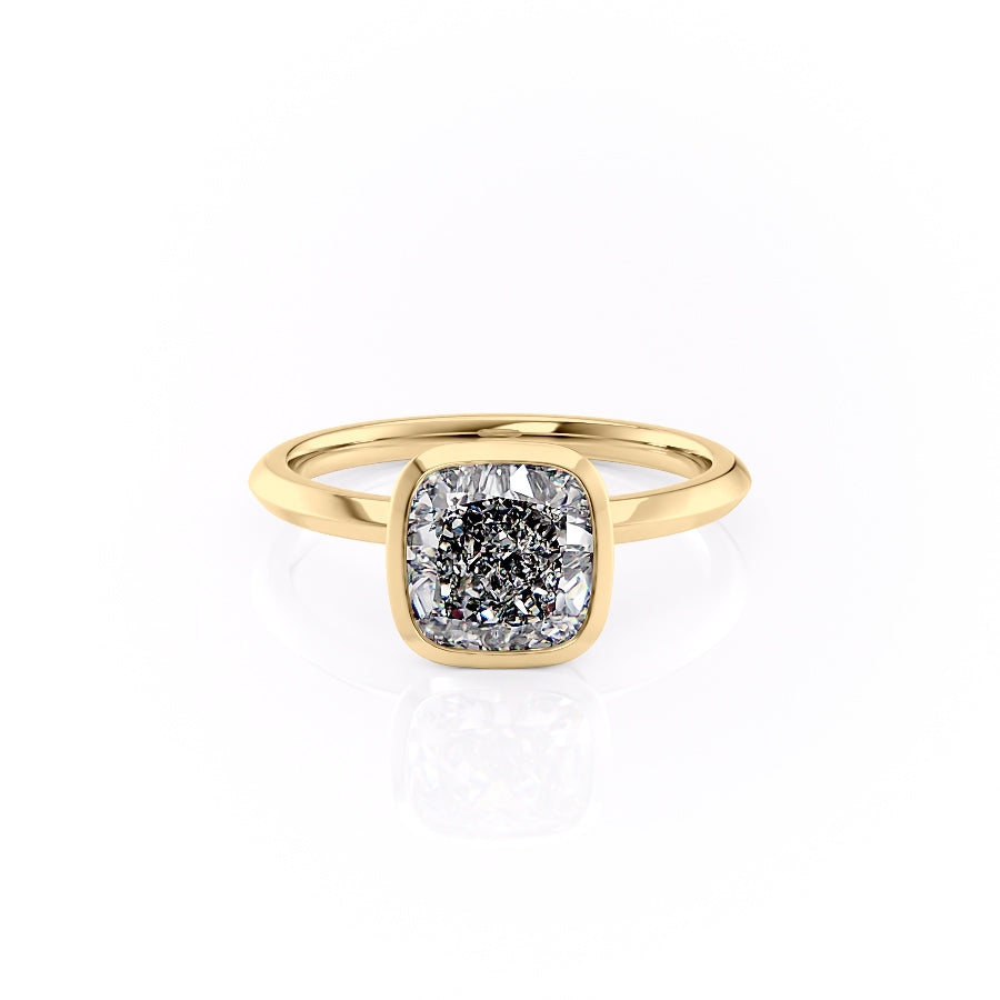 2.50CT Bezel Set Cushion Lab Grown E/VS1 Diamond Engagement Ring