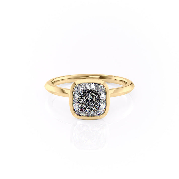 2.50CT Bezel Set Cushion Lab Grown E/VS1 Diamond Engagement Ring