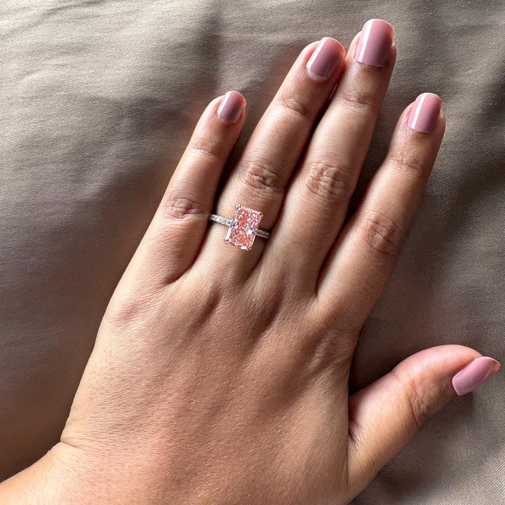 Fancy Pink Radiant Cut Diamond4.8ct Lab Grown Pink Diamond PricePink Radiant Diamond Anniversary GiftLarge Pink Diamond Engagement Ring