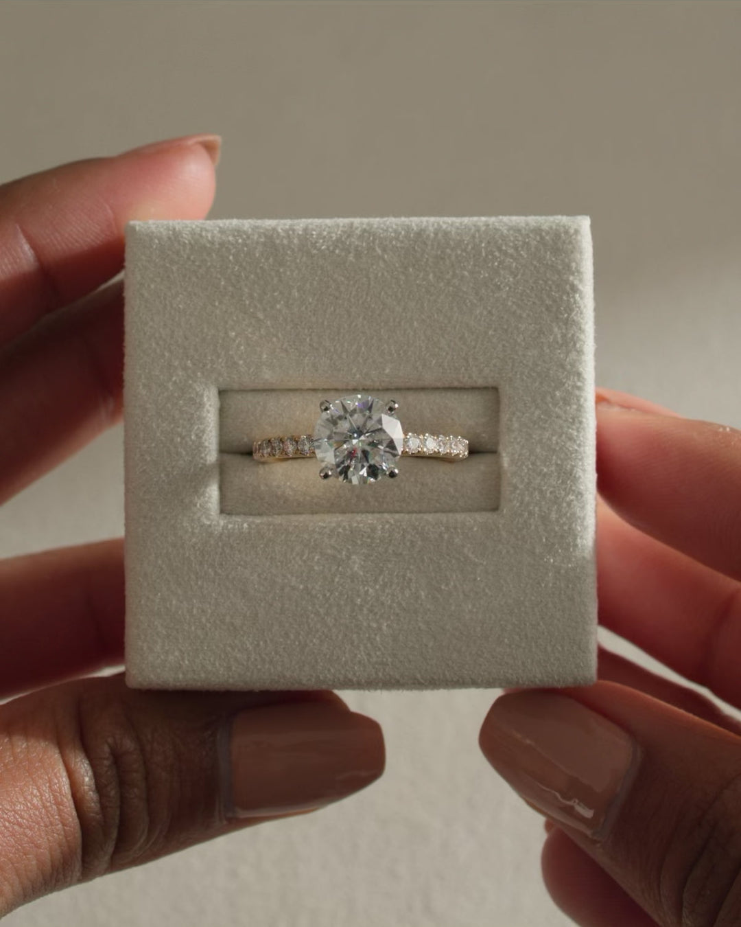 2.0ct-3.0ct Round Cut Lab Grown Diamond Hidden Halo Engagement Ring