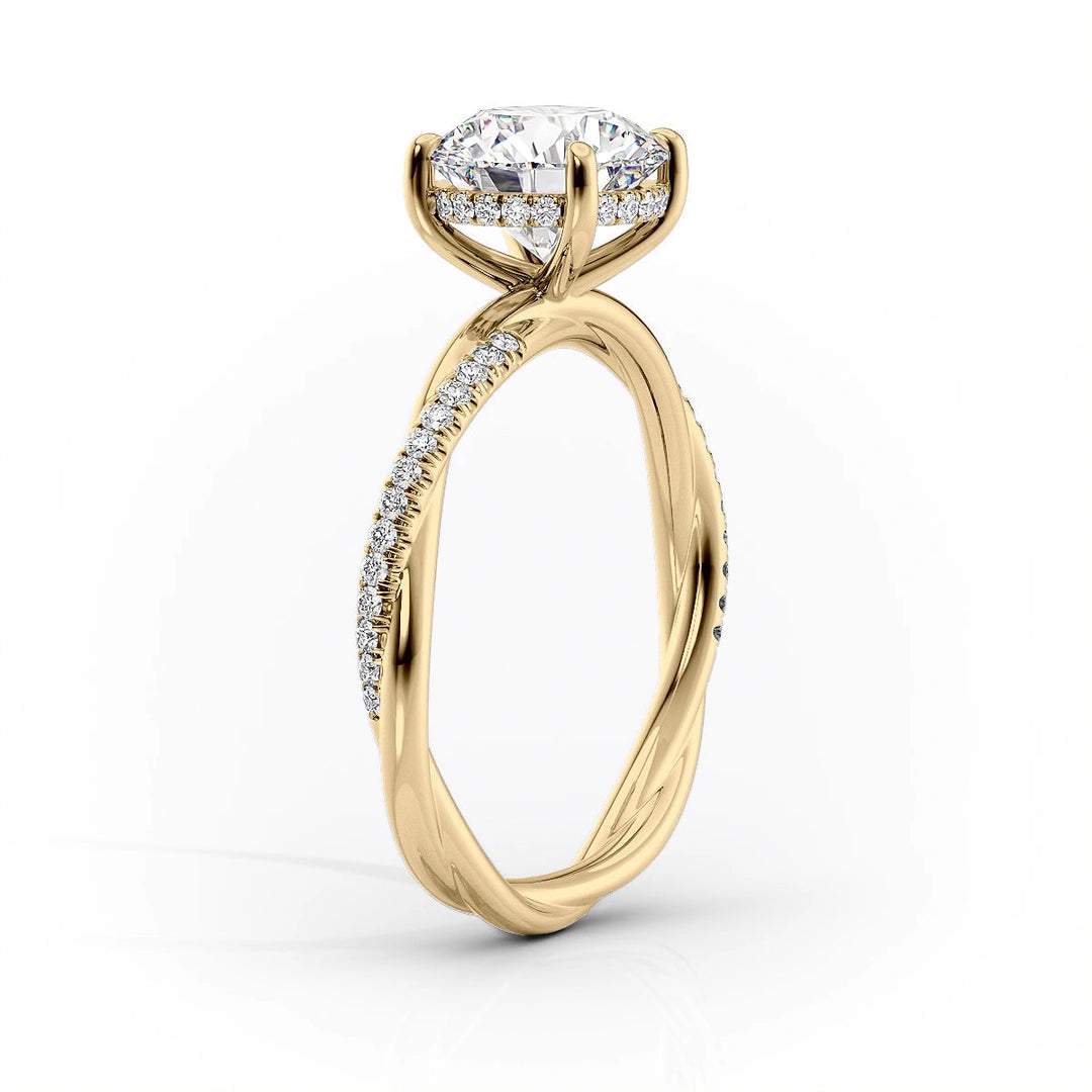 2.0CT Elongated Cushion Lab Grown D/VS Diamond Twisted Pave Engagement Ring