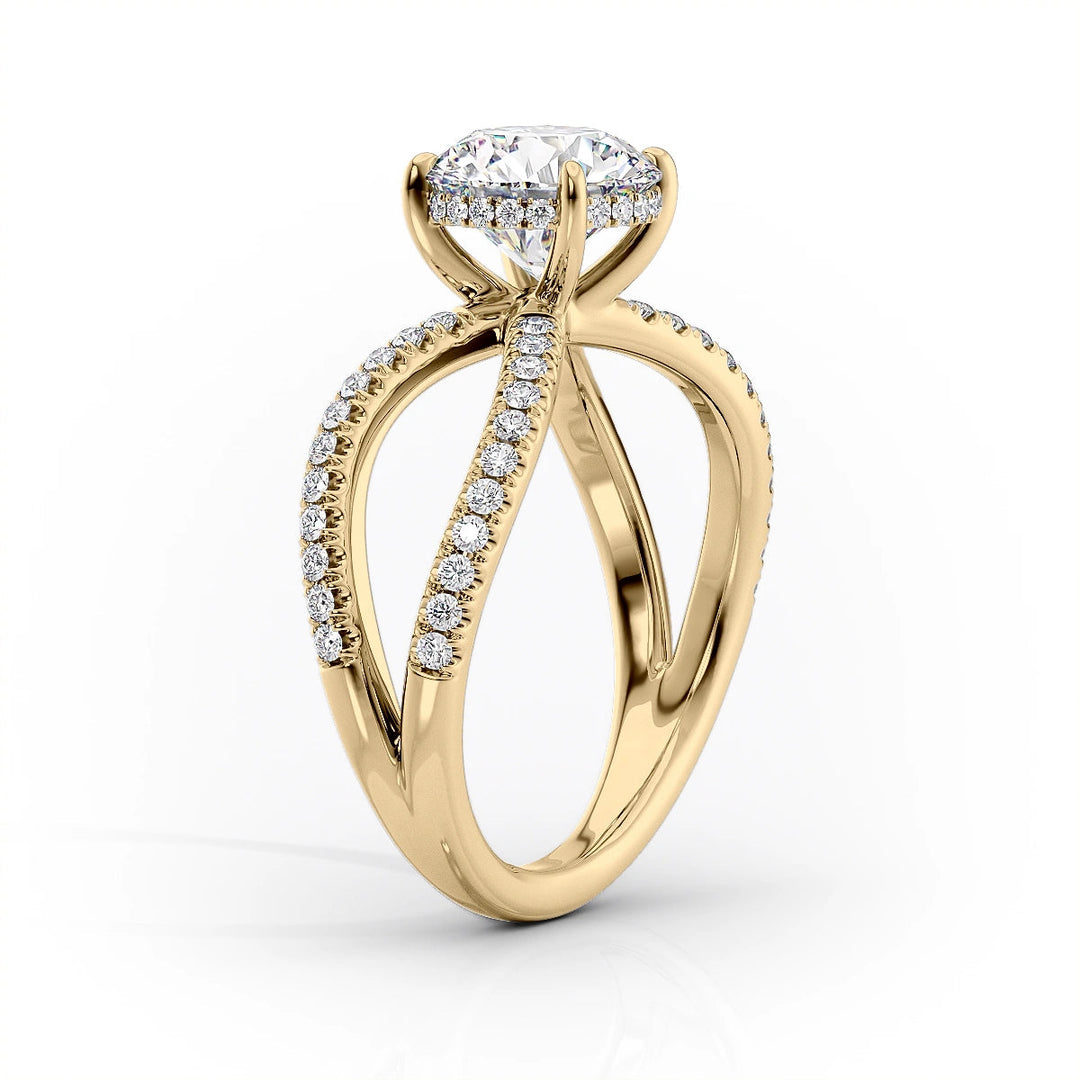 3.0CT Cushion Lab Grown E/VVS2 Diamond Split Shank Engagement Ring