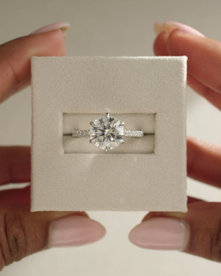 2.0ct-3.0ct Round Cut Lab Grown Diamond Hidden Halo Engagement Ring