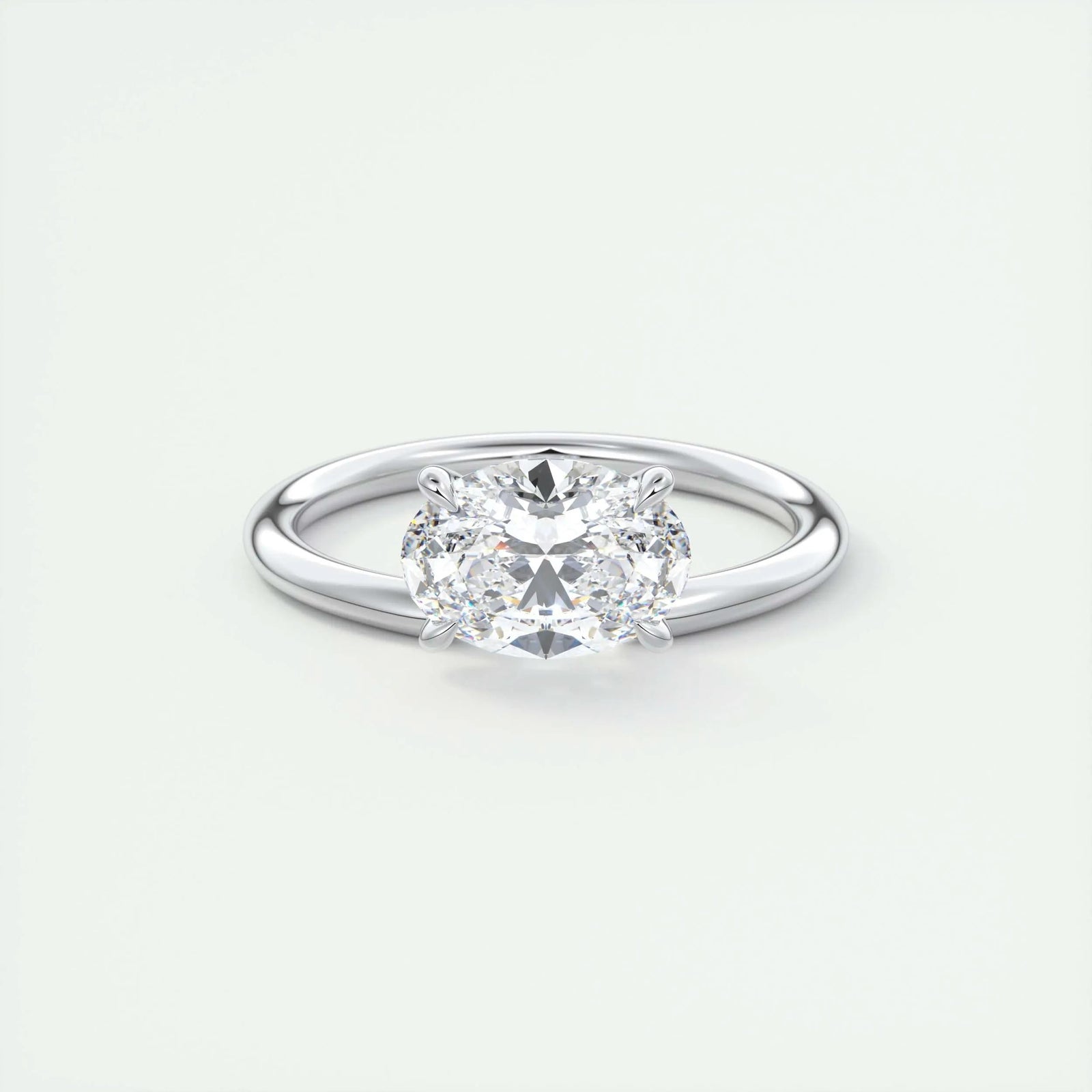 1.5ct East West Oval F- VS1 Lab Grown Diamond Solitaire Engagement Ring
