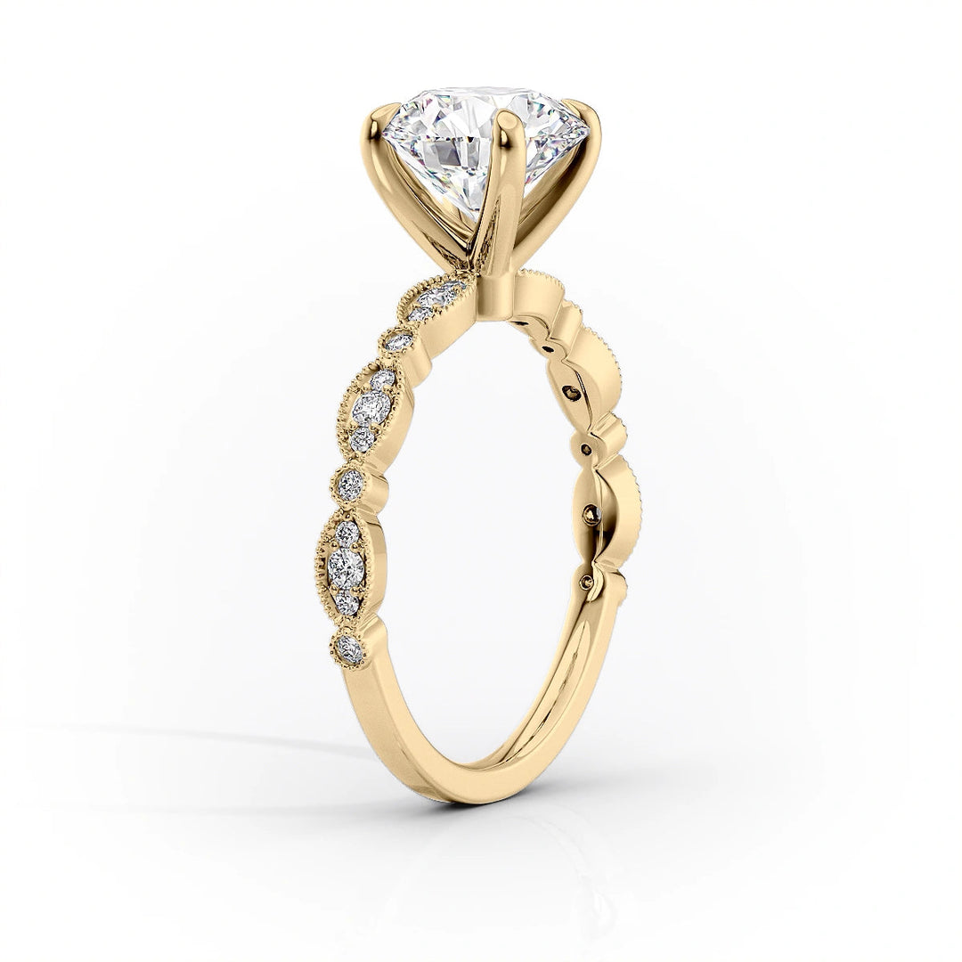1.50CT Round Lab Grown E/VS1 Diamond Vintage Pave Engagement Ring
