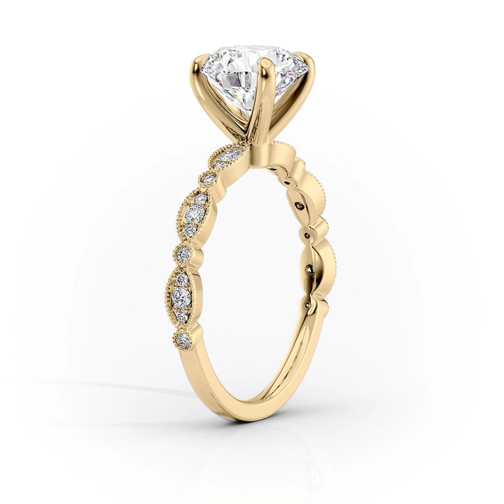 1.50CT Round Lab Grown E/VS1 Diamond Vintage Pave Engagement Ring