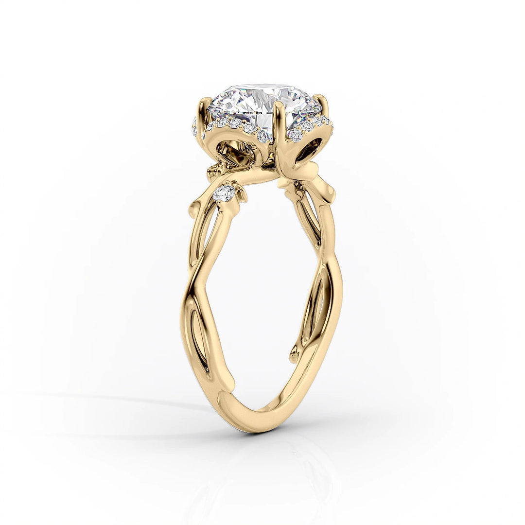 3.0CT Cushion Lab Grown E/VVS1 Diamond Unique Twig Engagement Ring
