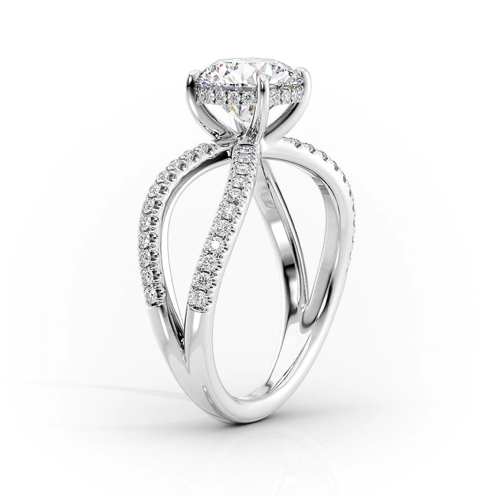 4.0CT Cushion Lab Grown D/VS Diamond Split Shank Pave Engagement Ring