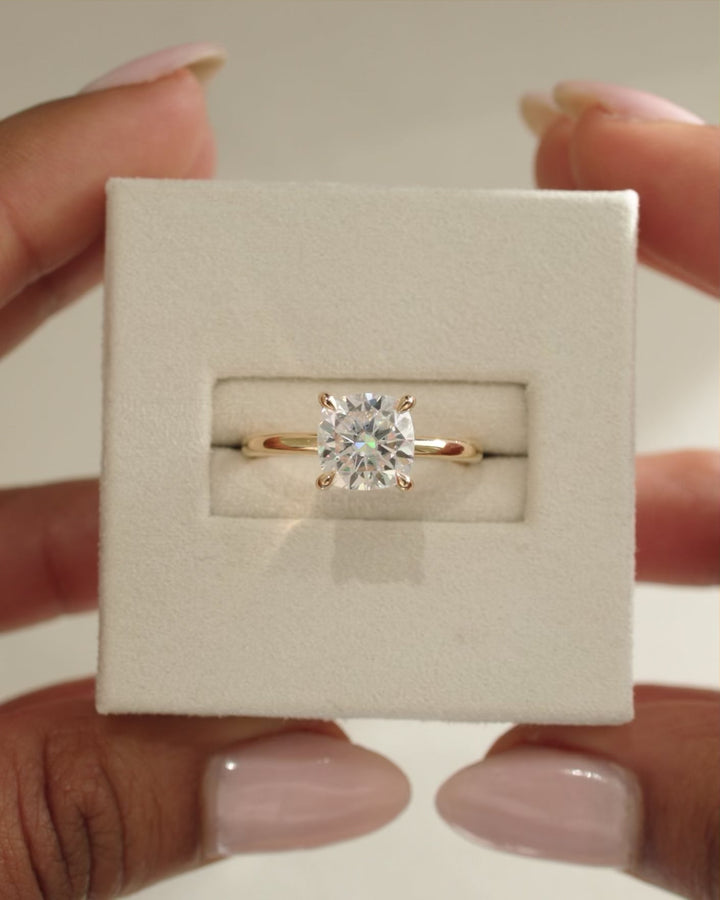 2.0ct-3.0ct Cushion Cut Lab Grown Diamond Hidden Halo Engagement Ring