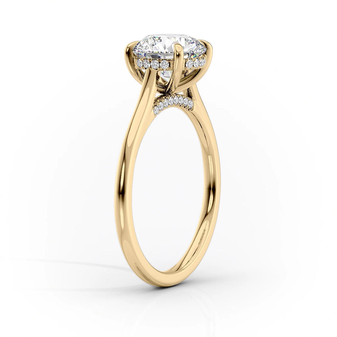 3.0CT Cushion Lab Grown Hidden Halo D/VS1 Diamond Bridge Engagement Ring