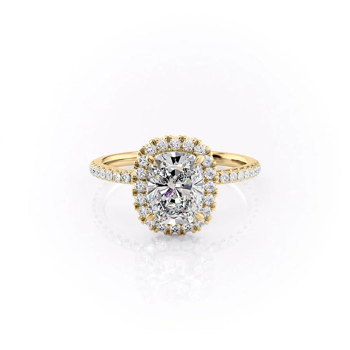 1.0CT Cushion Lab Grown F/VVS1 Pave Diamond Halo Engagement Ring