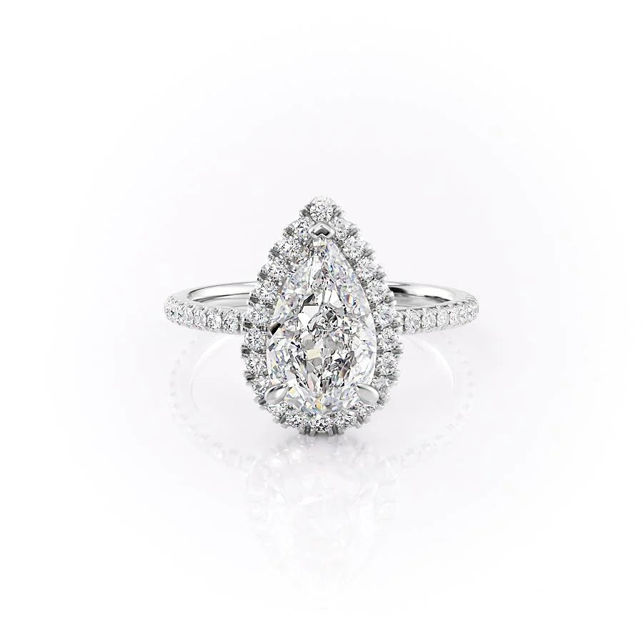 4.0CT Pear Lab Grown E/VVS2 Diamond Halo Engagement Ring