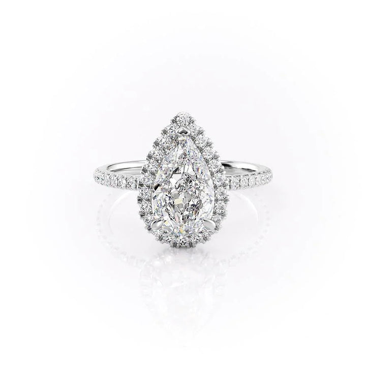 4.0CT Pear Lab Grown E/VVS2 Diamond Halo Engagement Ring