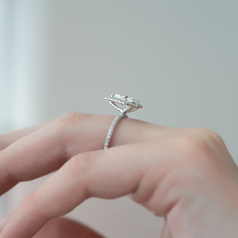 4.0CT Pear Lab Grown E/VVS2 Diamond Halo Engagement Ring