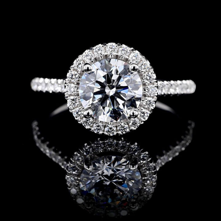 1.0ct-2.0ct Round Cut Lab Grown Diamond Halo Engagement Ring