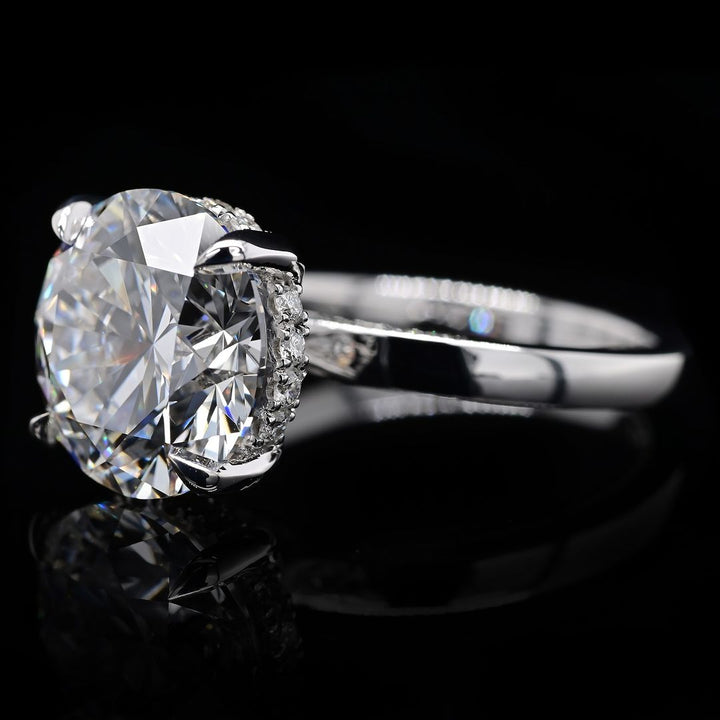 1.0ct-2.0ct Round Cut Hidden Halo Lab Grown Diamond Engagement Ring