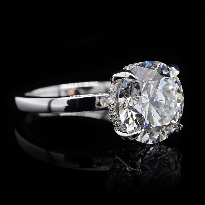1.0ct-2.0ct Round Cut Hidden Halo Lab Grown Diamond Engagement Ring