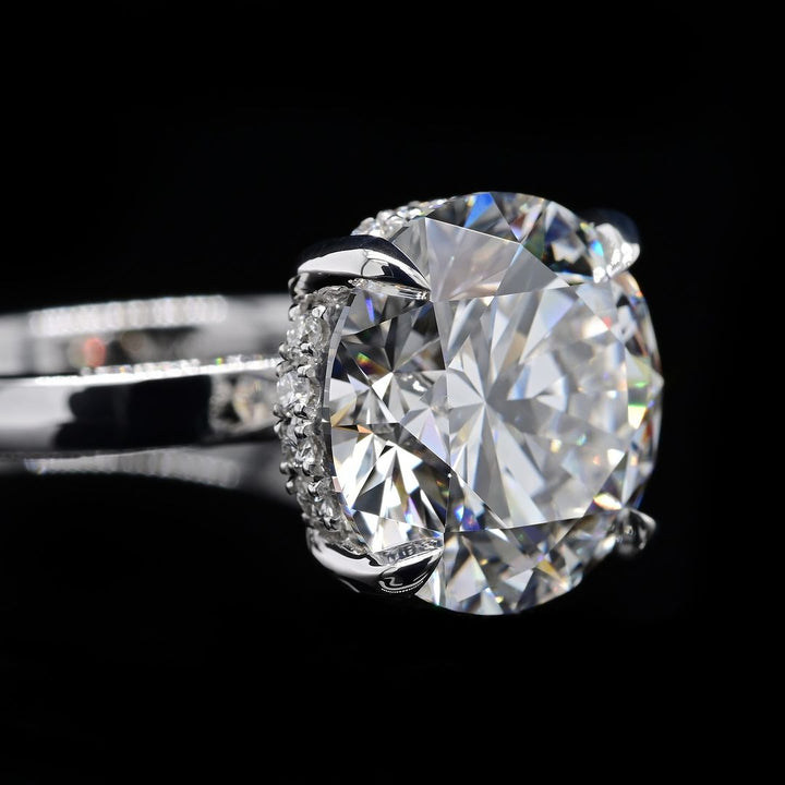 1.0ct-2.0ct Round Cut Hidden Halo Lab Grown Diamond Engagement Ring