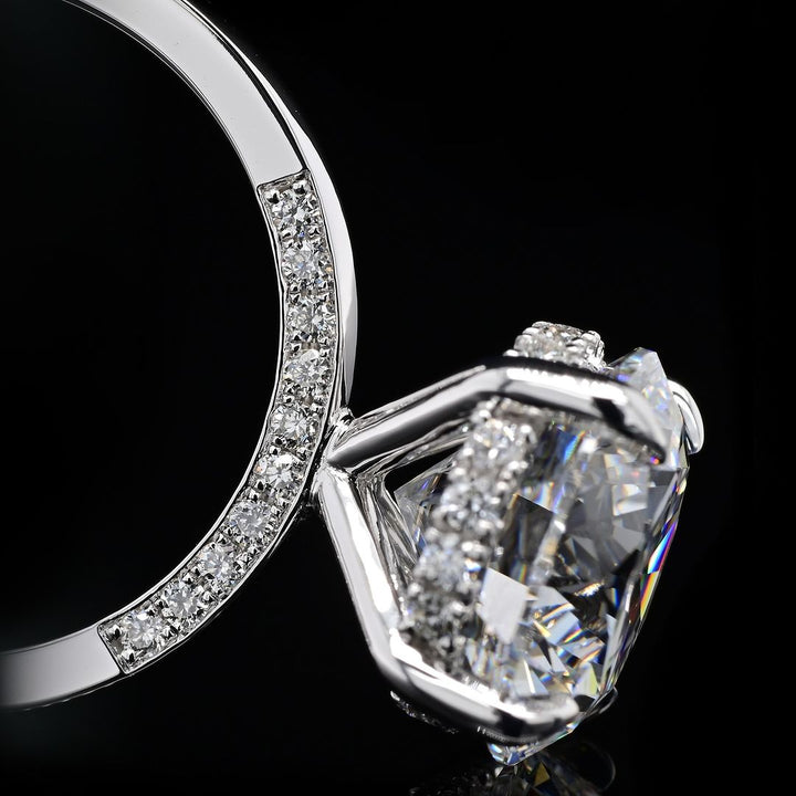 1.0ct-2.0ct Round Cut Hidden Halo Lab Grown Diamond Engagement Ring