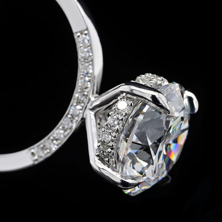 1.0ct-2.0ct Round Cut Hidden Halo Lab Grown Diamond Engagement Ring