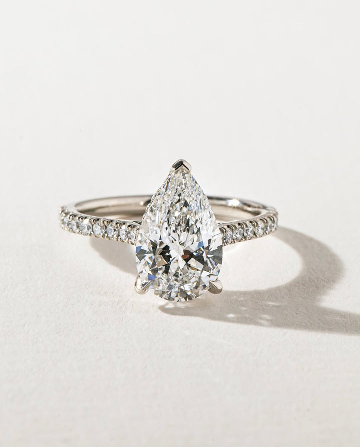 2.40CT Pear  Lab Grown Diamond Pave Style Engagement Ring