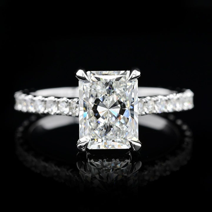 2.0ct-3.0ct Radiant Cut Lab Grown Hidden Halo Diamond Engagement Ring