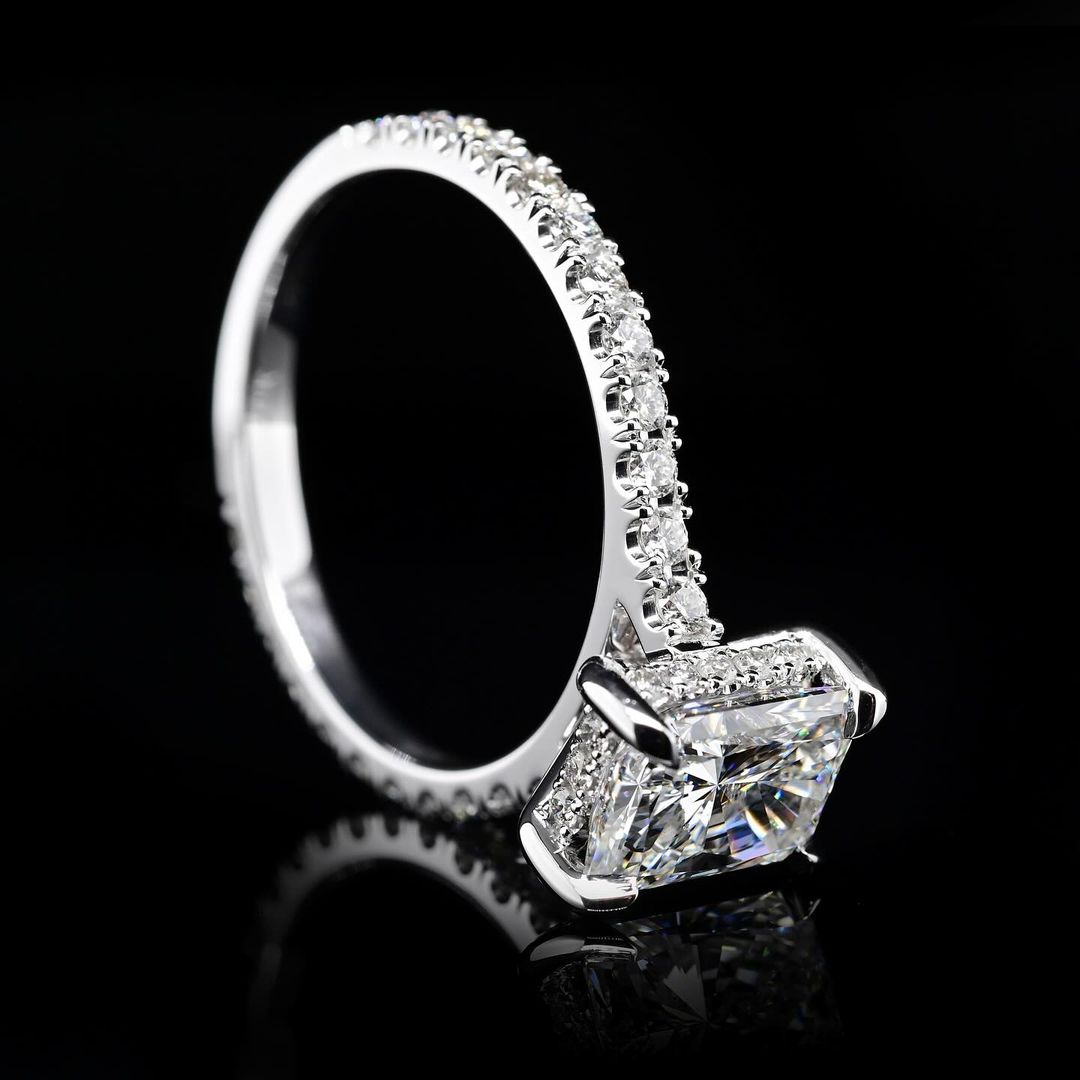 2.0ct-3.0ct Radiant Cut Lab Grown Hidden Halo Diamond Engagement Ring