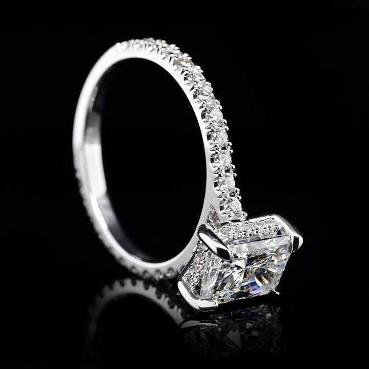 2.0ct-3.0ct Radiant Cut Lab Grown Hidden Halo Diamond Engagement Ring