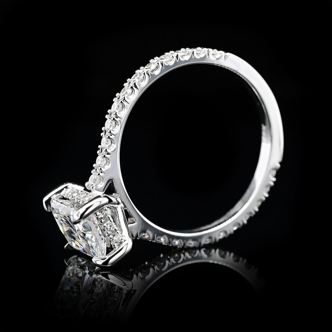 2.0ct-3.0ct Radiant Cut Lab Grown Hidden Halo Diamond Engagement Ring