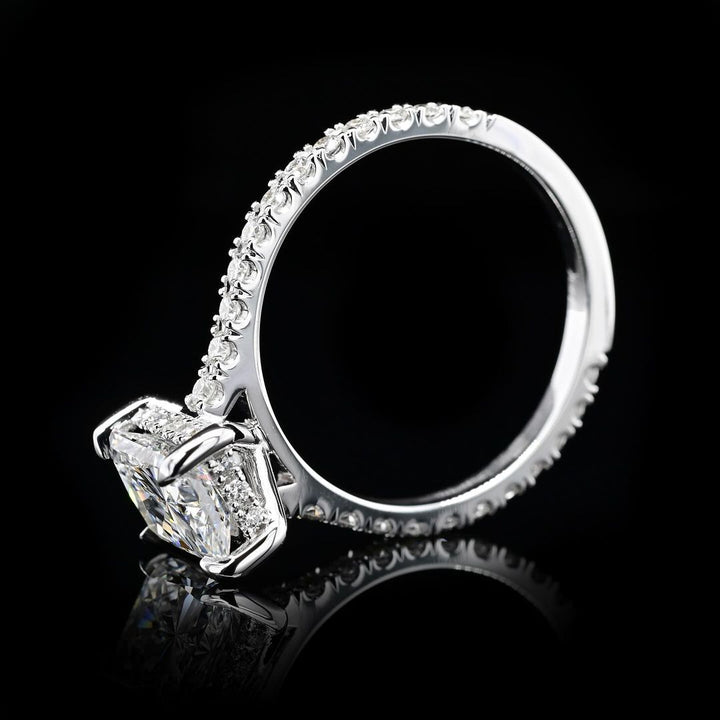 2.0ct-3.0ct Radiant Cut Lab Grown Hidden Halo Diamond Engagement Ring