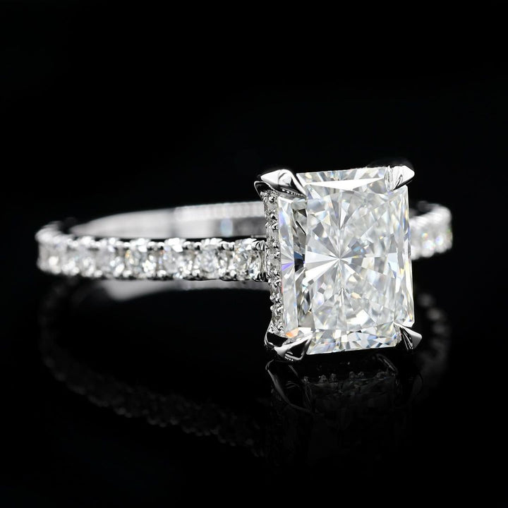 2.0ct-3.0ct Radiant Cut Lab Grown Hidden Halo Diamond Engagement Ring