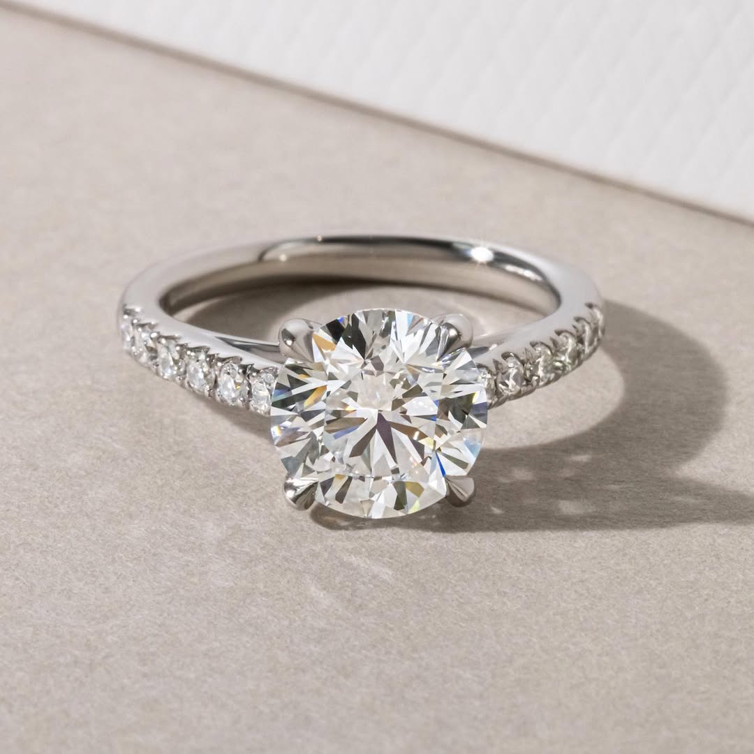 2.50CT Round  Lab Grown Diamond Pave Style Engagement Ring