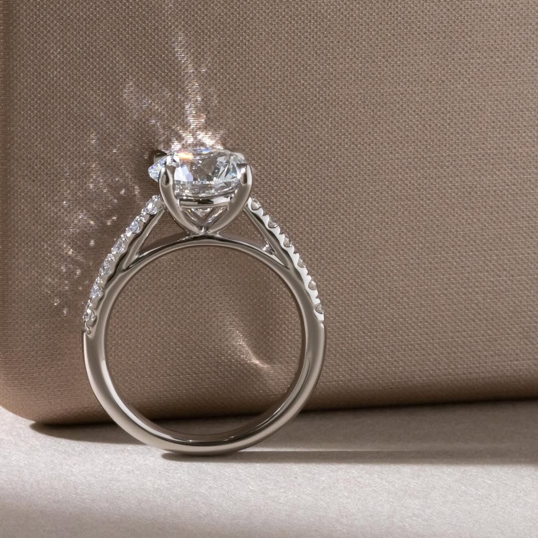 2.50CT Round  Lab Grown Diamond Pave Style Engagement Ring