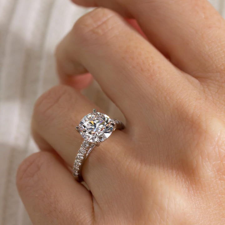 2.50CT Round  Lab Grown Diamond Pave Style Engagement Ring