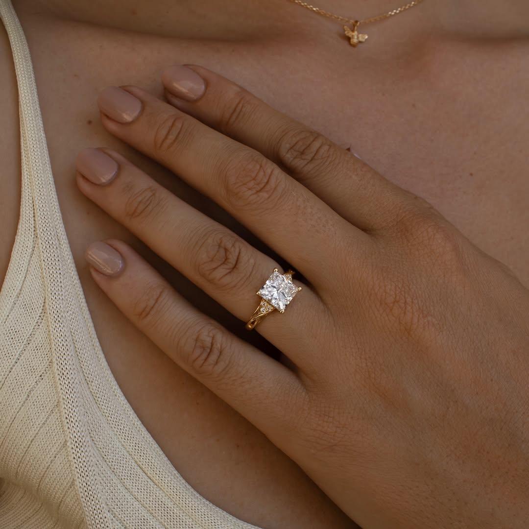2.70 CT Princess  Lab Grown Diamond Vintage Style Engagement Ring