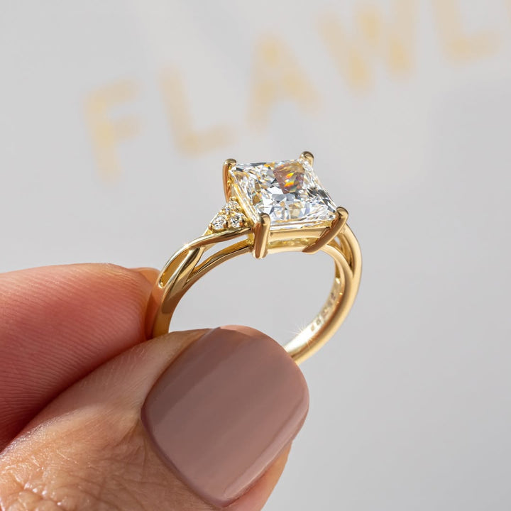 2.70 CT Princess  Lab Grown Diamond Vintage Style Engagement Ring
