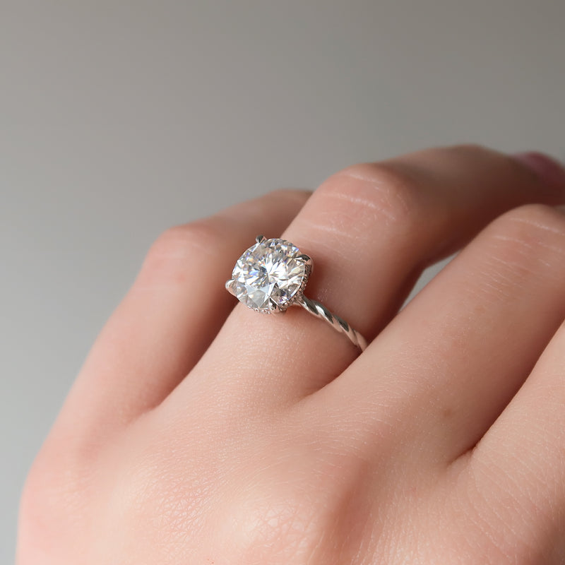 Twisted diamond ring in 14K white gold, Oval cut twist engagement rings for sale, 