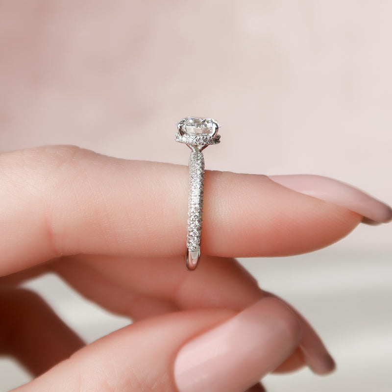 Hidden halo vs solitaire engagement rings, Hidden halo rings for men, Princess cut hidden halo engagement ring, Custom hidden halo diamond rings