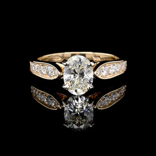 1.0ct-2.0ct Oval Cut Vintage Pave Lab Grown Diamond Engagement Ring
