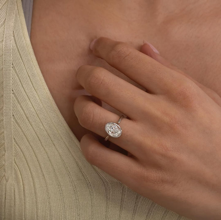 2.50CT Oval  Lab Grown Diamond Bezel Style Engagement Ring