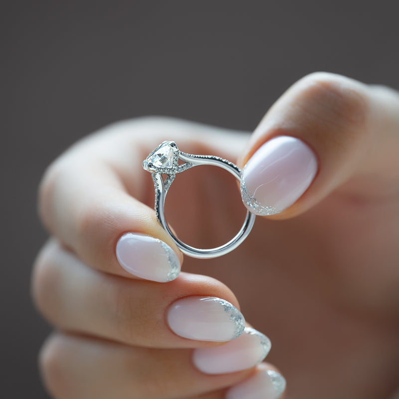 Vintage-inspired split shank engagement rings, Custom-made split shank diamond rings