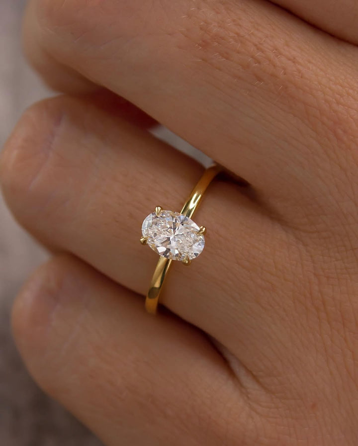 2.50CT Oval  Lab Grown Diamond Hidden Halo Style Engagement Ring