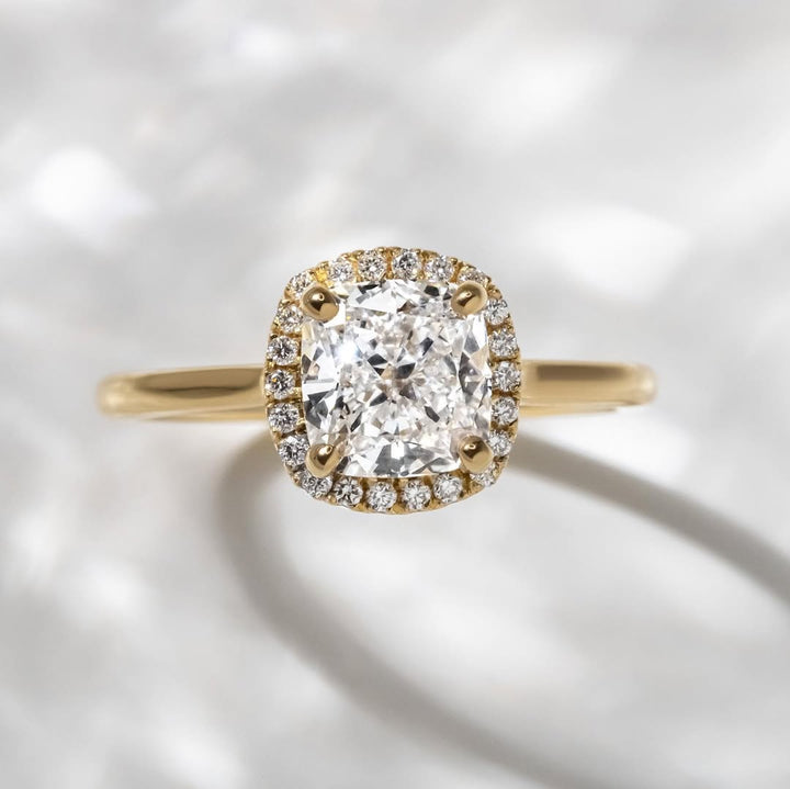 2.0CT Cushion  Lab Grown Diamond  Halo Style Engagement Ring