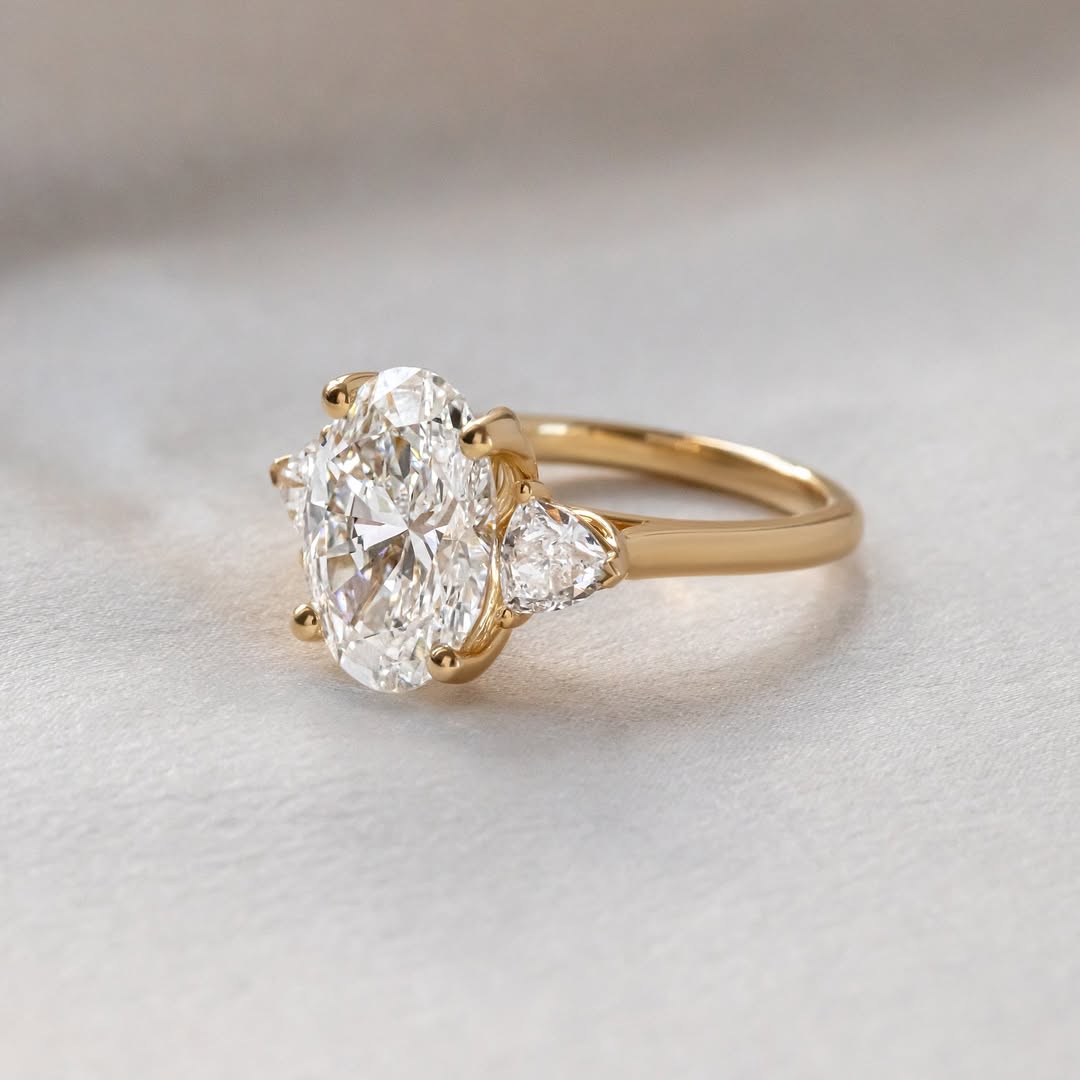 2.0-4.0 CT Oval  Lab Grown Diamond Three Stone Style Engagement Ring